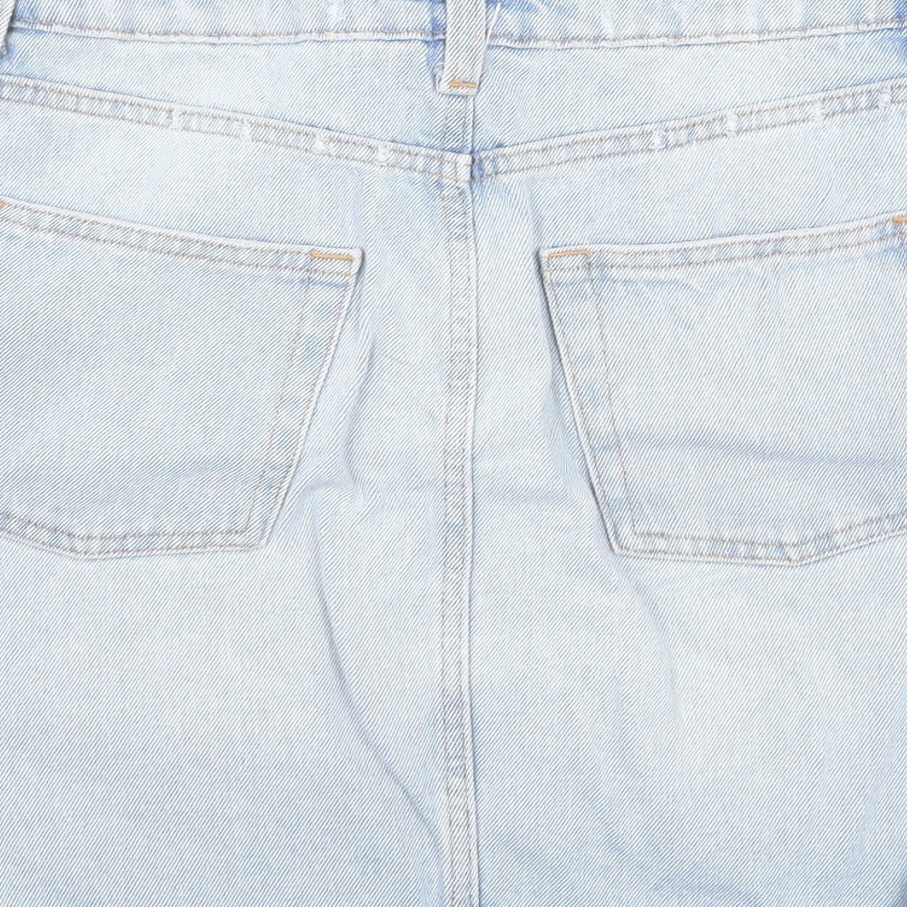 H&M Womens Blue Cotton A-Line Skirt Size 6 Zip