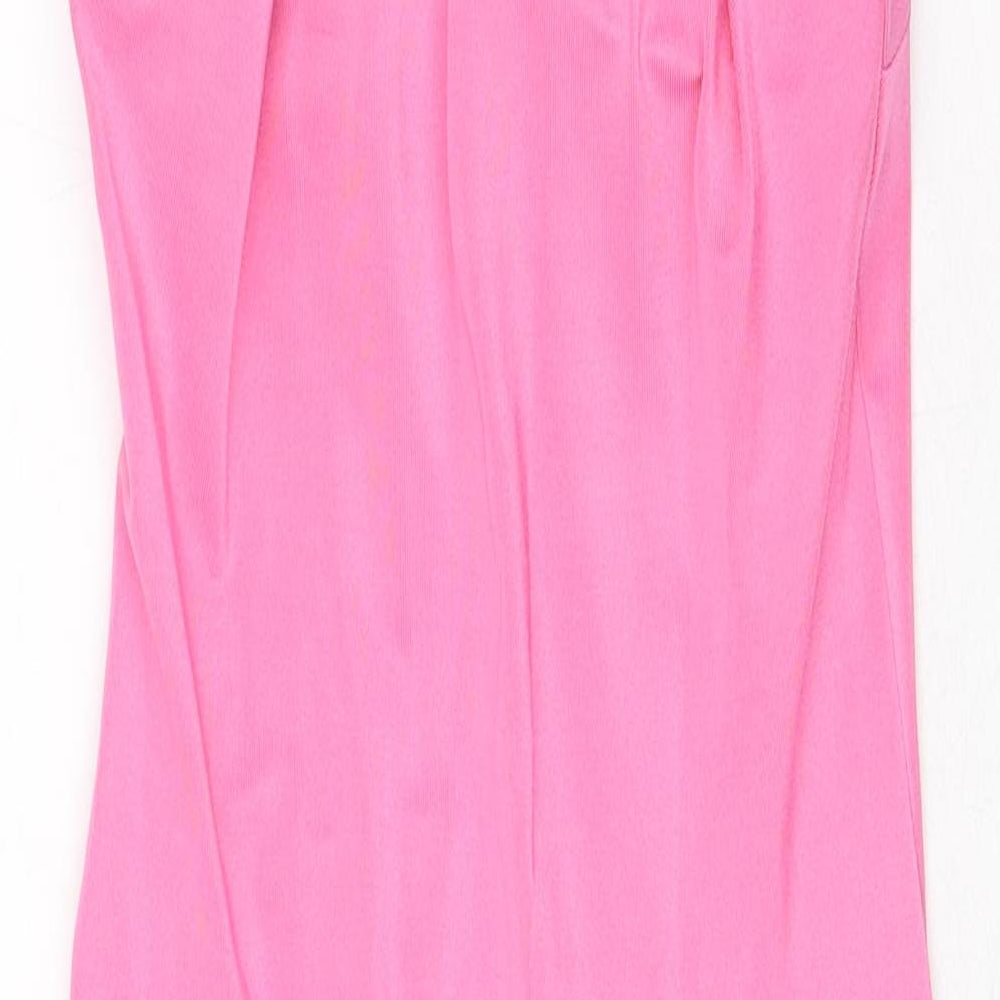 J5 Fashion Womens Pink Polyester A-Line Size L Round Neck Tie