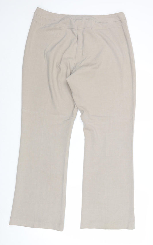 Womens UK Size 14 BHS Regular Fit Dress Pants Beige Trousers