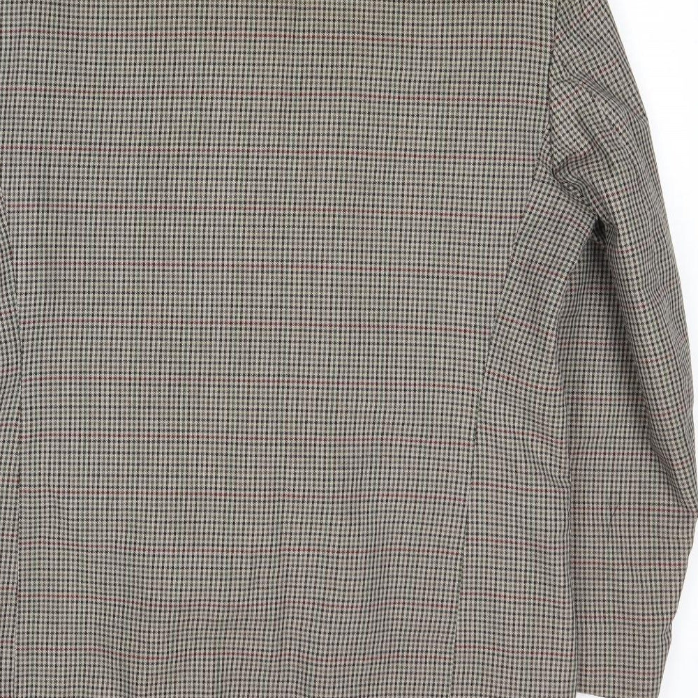 ID Mens Grey Geometric Polyester Jacket Blazer Size 42 Regular