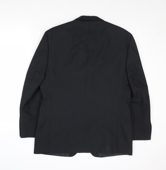 Mens UK Size 40 Pinstripe Regular Black Suit Jacket