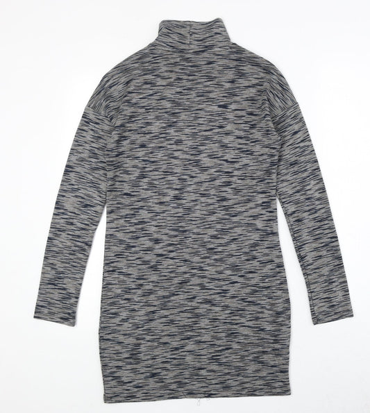 Topshop Womens Multicoloured Geometric Viscose Jumper Dress Size 8 High Neck Pullover