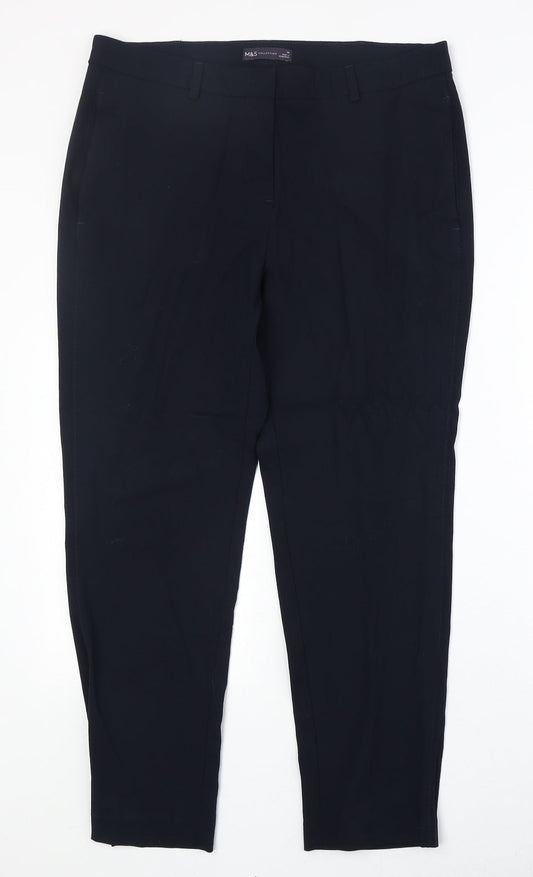 Womens UK Size 14 Marks and Spencer Regular Fit Dress Pants Blue Trousers