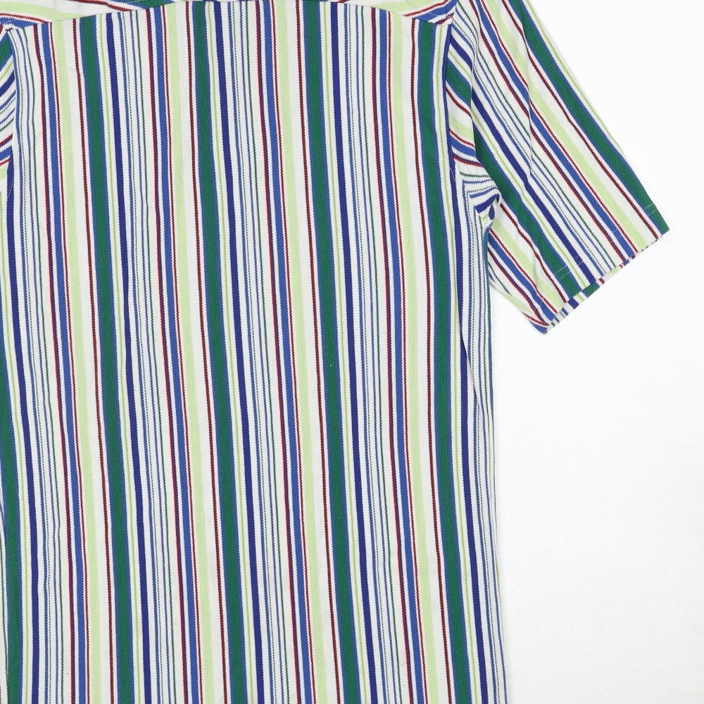 Jackpot Mens Multicoloured Striped Polyester Polo Size M Collared Pullover