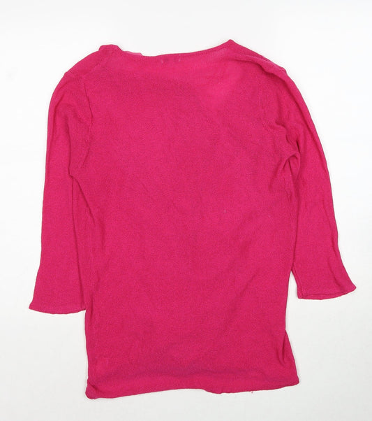 Womens UK Size S Text Pink Cardigan Jumper