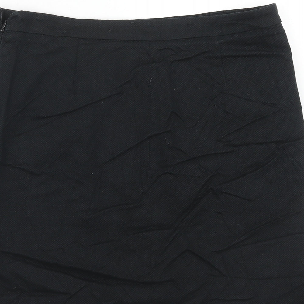 Esprit Womens Black Cotton A-Line Skirt Size 10 Button