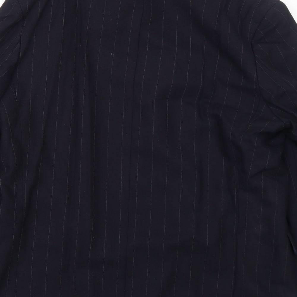 Jeremy Strauss Mens Blue Striped Wool Jacket Suit Jacket Size 44 Regular