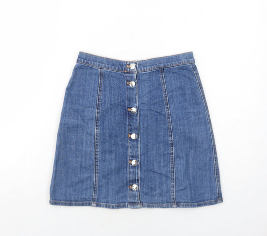 Womens UK Size 8 H&M A-Line Denim Skirt