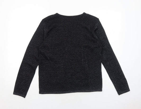 Bonmarché Womens Black V-Neck Acrylic Pullover Jumper Size S