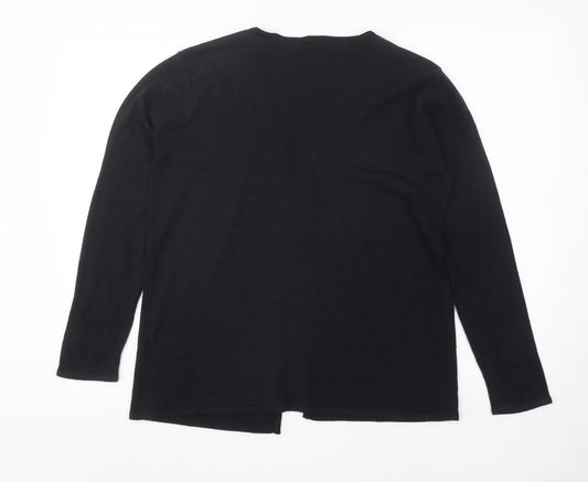 ALIBI Womens Black V-Neck Acrylic Pullover Jumper Size 10 - Size 10-12