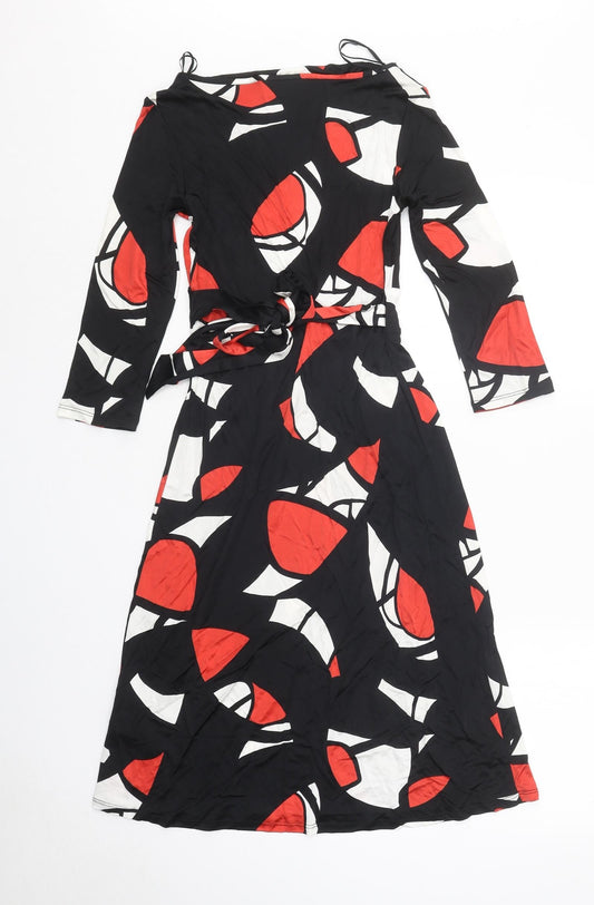 Principles Womens Multicoloured Geometric Viscose Trapeze & Swing Size 6 Round Neck Pullover