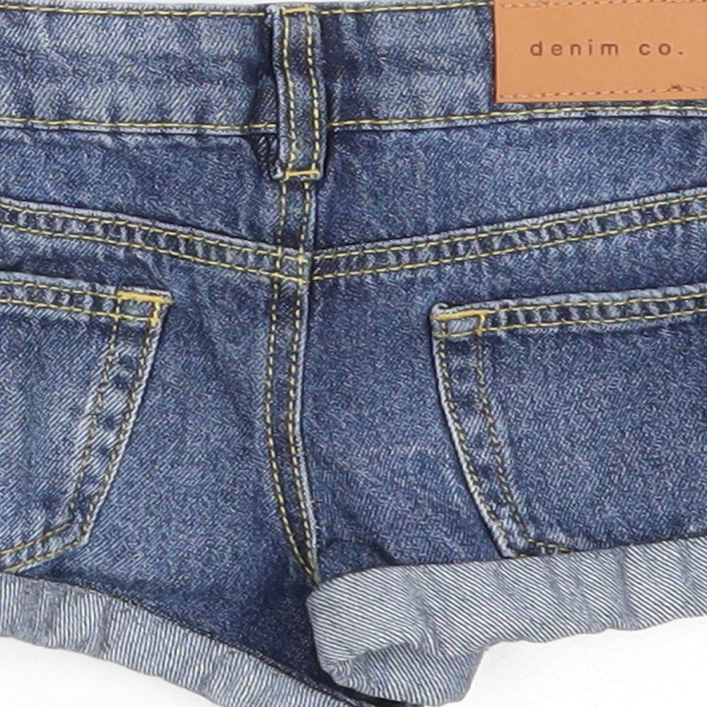 Denim & Co. Girls Blue Cotton Cropped Trousers Size 18-24 Months Snap