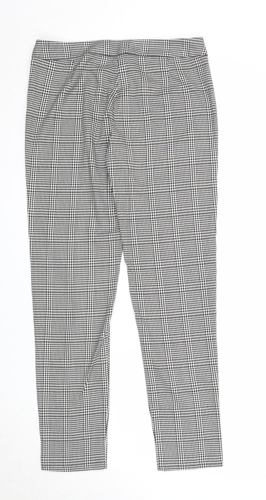 Select Womens Grey Plaid Polyester Capri Trousers Size 10 Regular Zip