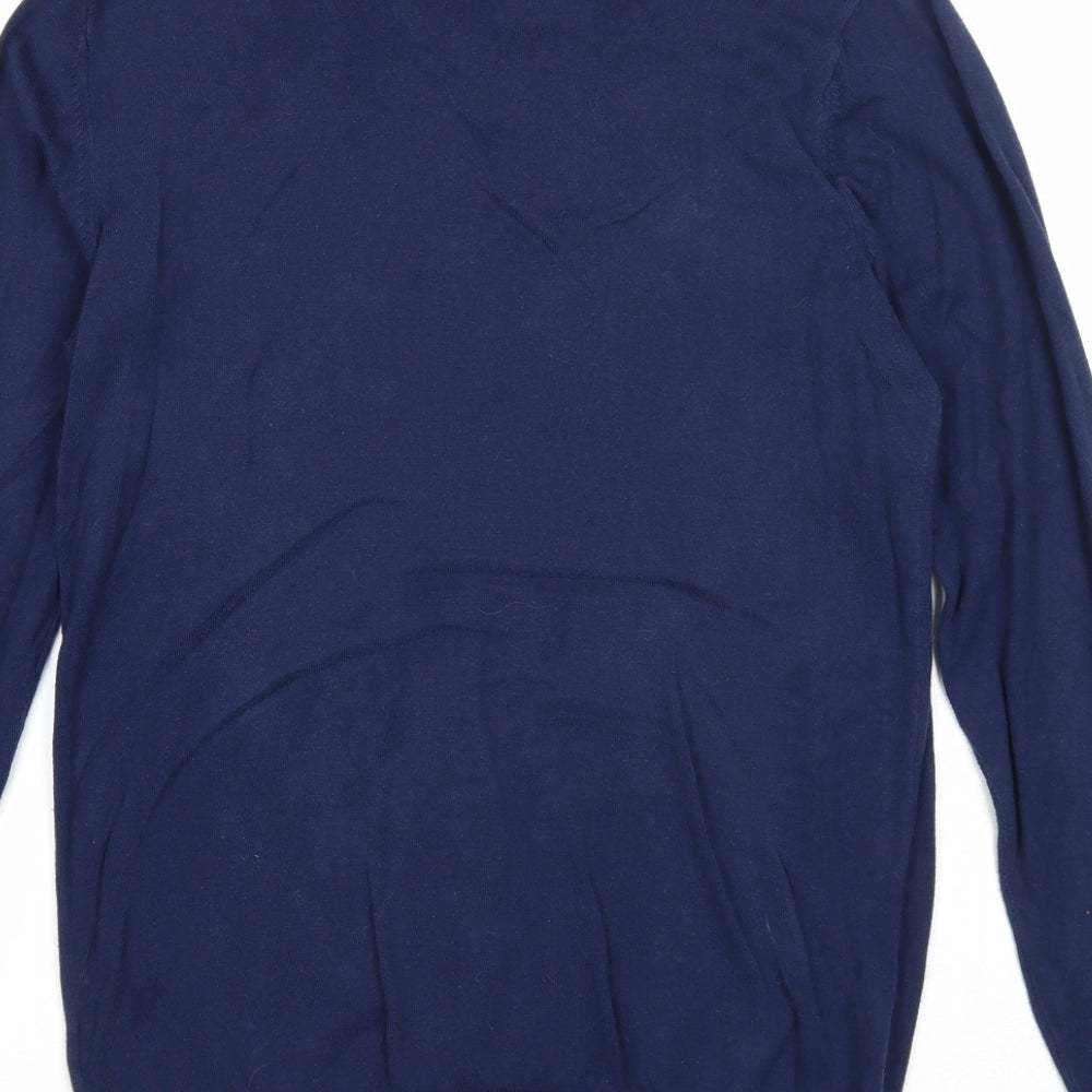 NEXT Mens Black Collared Cotton Pullover Jumper Size S Long Sleeve