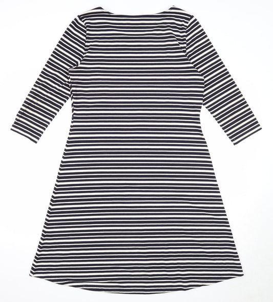 Per Una Womens Blue Striped Polyester Trapeze & Swing Size 12 Round Neck Pullover