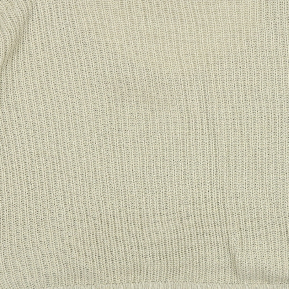 Boohoo Womens Beige V-Neck Acrylic Pullover Jumper Size M