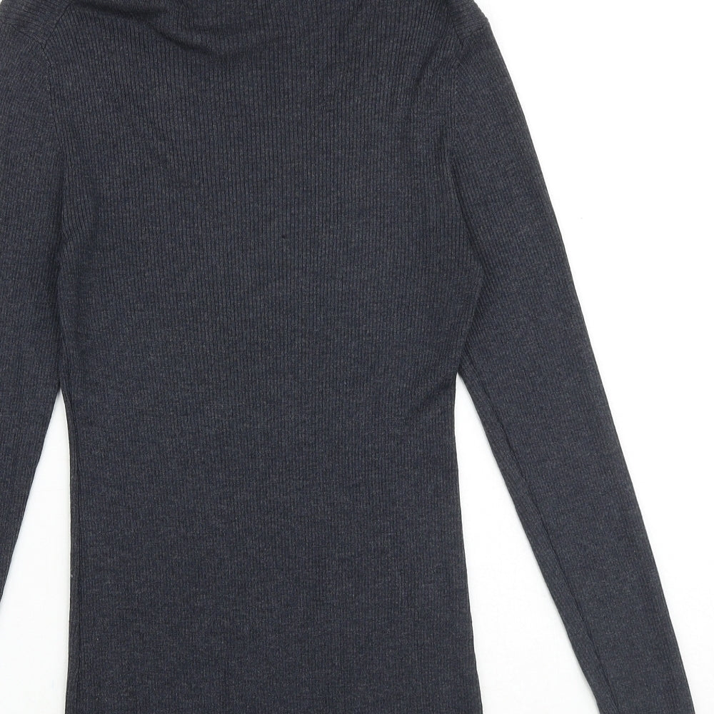 CASS Womens Grey Roll Neck Polyester Pullover Jumper Size L