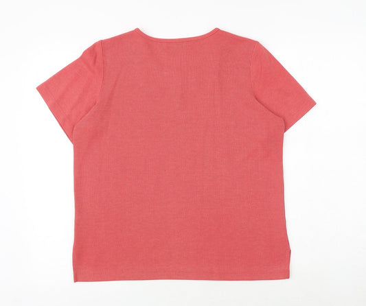 Bonmarché Womens Pink Striped Cotton Basic Blouse Size S Square Neck