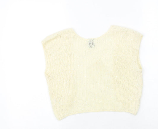 Gap Womens Ivory V-Neck Nylon Vest Jumper Size XS