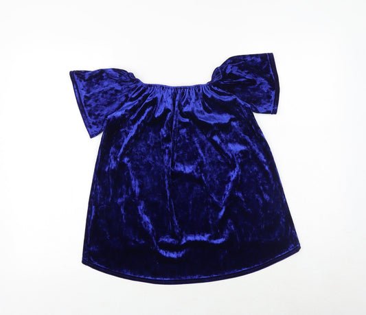 Quiz Womens Blue Polyester Basic Blouse Size 6 Round Neck