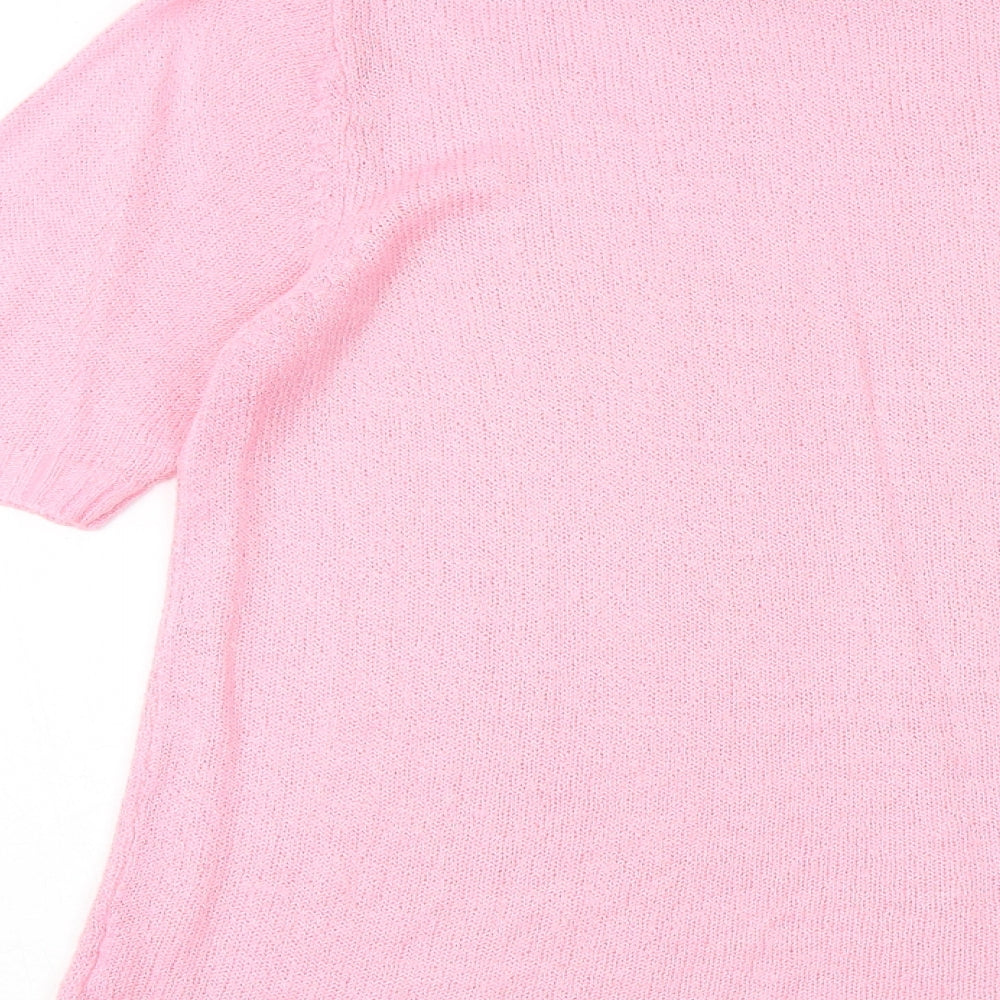 EWM Womens Pink Polyester Basic T-Shirt Size 14 Round Neck