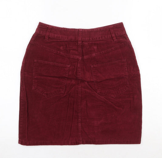 ASOS Womens Red Cotton A-Line Skirt Size 6 Zip