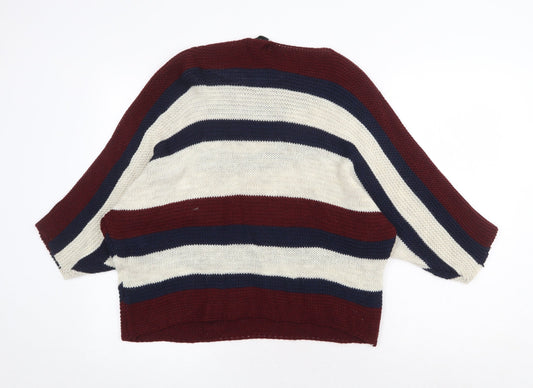 BASSINI Womens Multicoloured Round Neck Striped Acrylic Pullover Jumper Size S