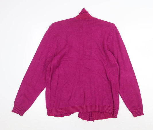 Glimpse Womens Purple V-Neck Acrylic Cardigan Jumper Size L Pullover - Cable Knit Collar Size L-XL