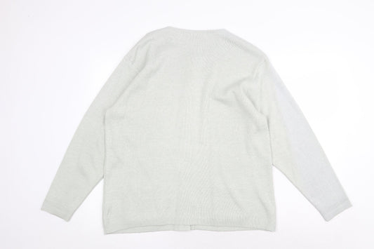 BHS Womens Green Round Neck Acrylic Cardigan Jumper Size 14