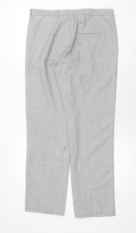 MTWTFSS Weekday Mens Grey Polyester Dress Pants Trousers Size M Regular Zip