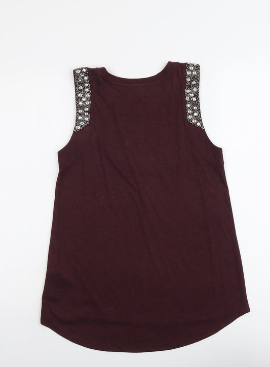 A&G Womens Red Polyester Basic Tank Size M Round Neck