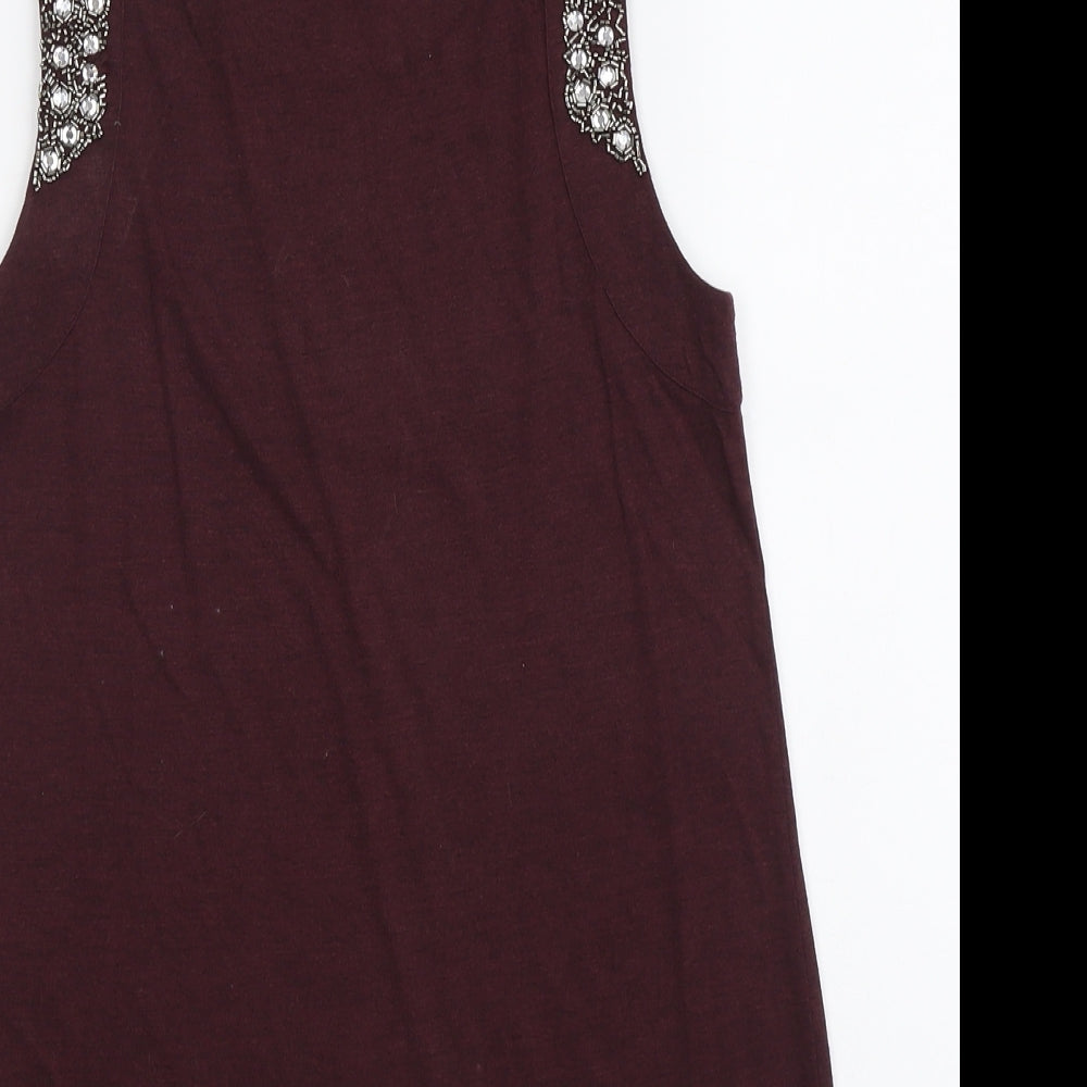 A&G Womens Red Polyester Basic Tank Size M Round Neck