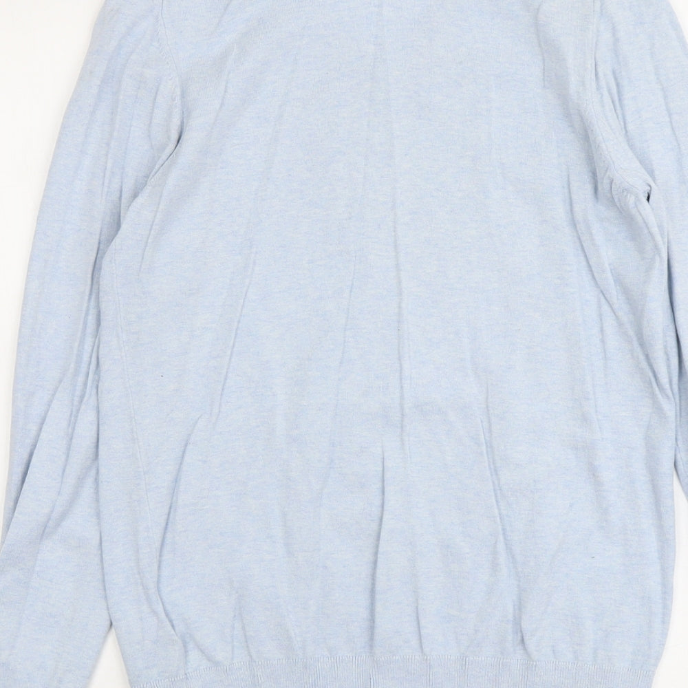 NEXT Mens Blue V-Neck Cotton Pullover Jumper Size S Long Sleeve