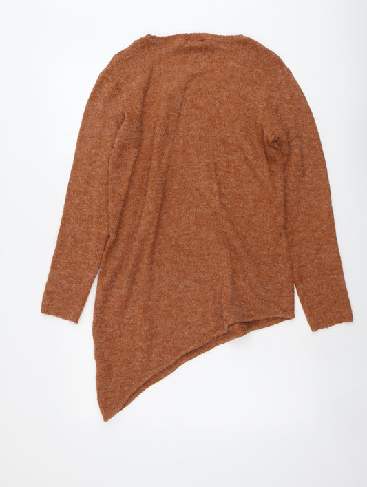 Lottie Womens Brown Round Neck Herringbone Acrylic Pullover Jumper Size 12