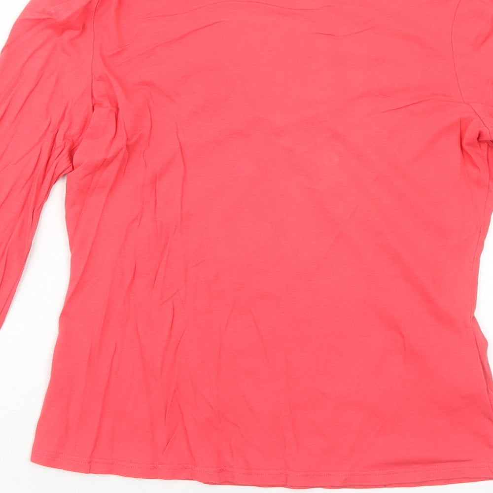 Promod Womens Red Cotton Basic T-Shirt Size M V-Neck