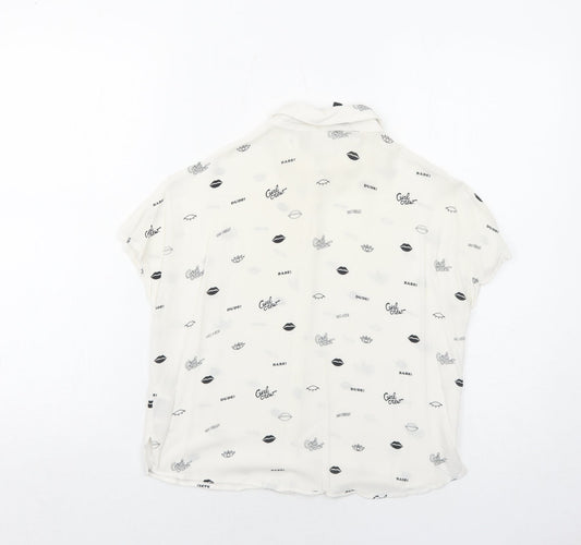 Womens UK Size 4 H&M White Basic Button-Up