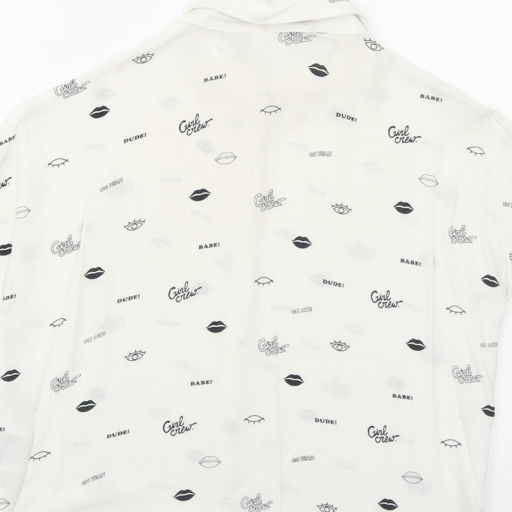 Womens UK Size 4 H&M White Basic Button-Up