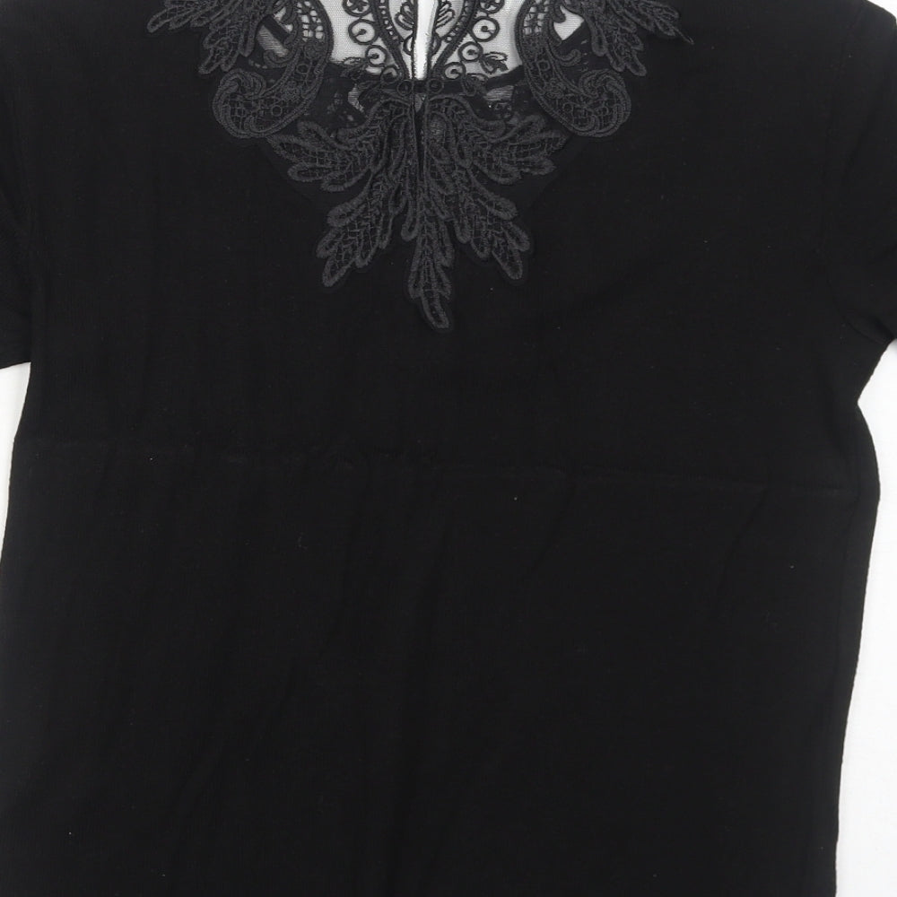Womens UK Size M Zara Black Basic Blouse