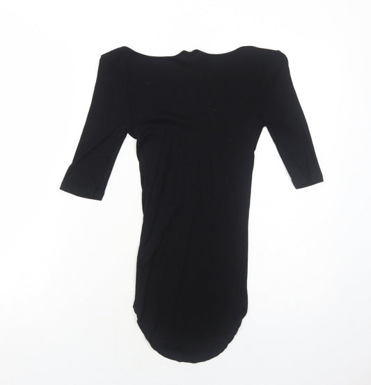 Womens UK Size 8 H&M Black Basic T-Shirt