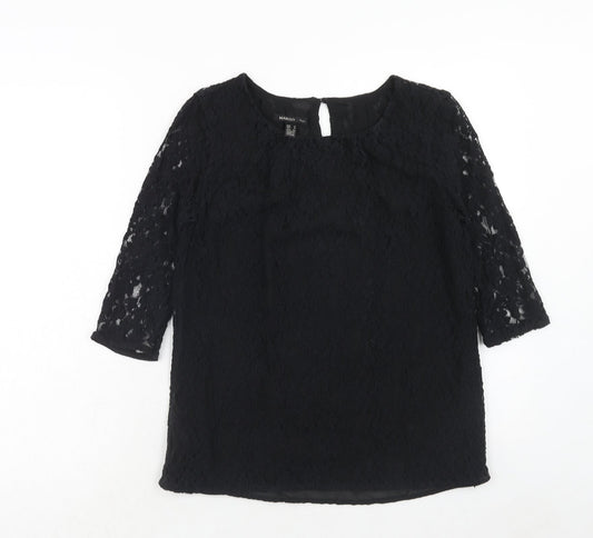Womens UK Size S Mango Black Basic Blouse