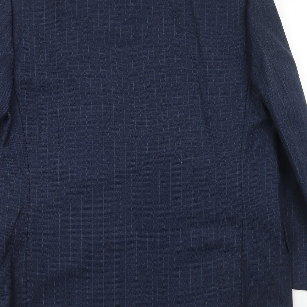 Cyril Freeman Mens Blue Striped Polyester Jacket Suit Jacket Size 38 Regular