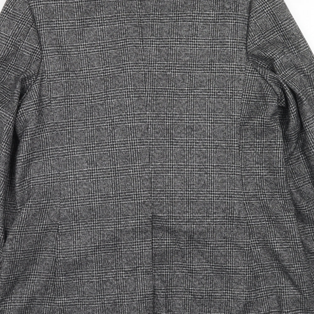 Javed Mens Grey Plaid Polyester Jacket Blazer Size 38 Regular