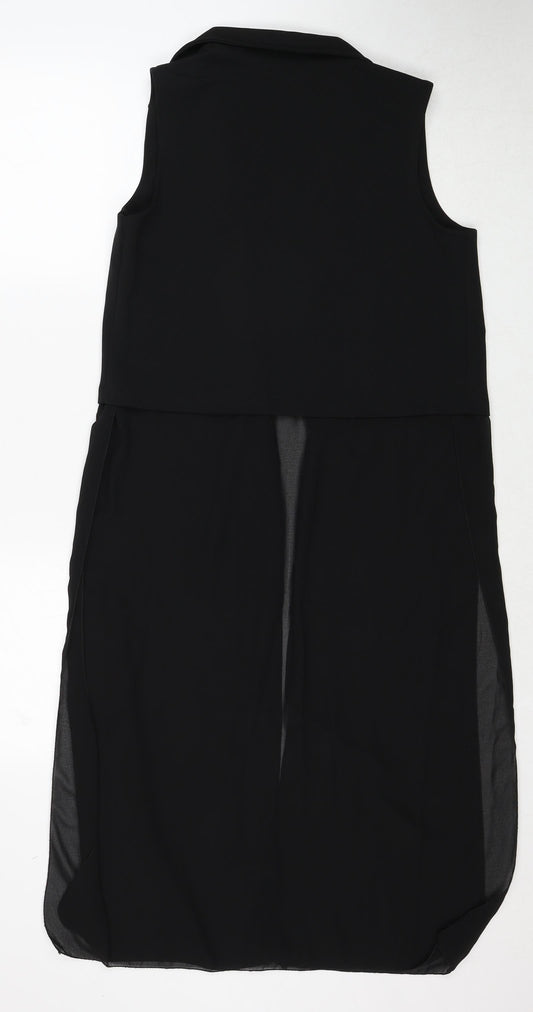 Boohoo Womens Black Polyester Basic Blouse Size M V-Neck