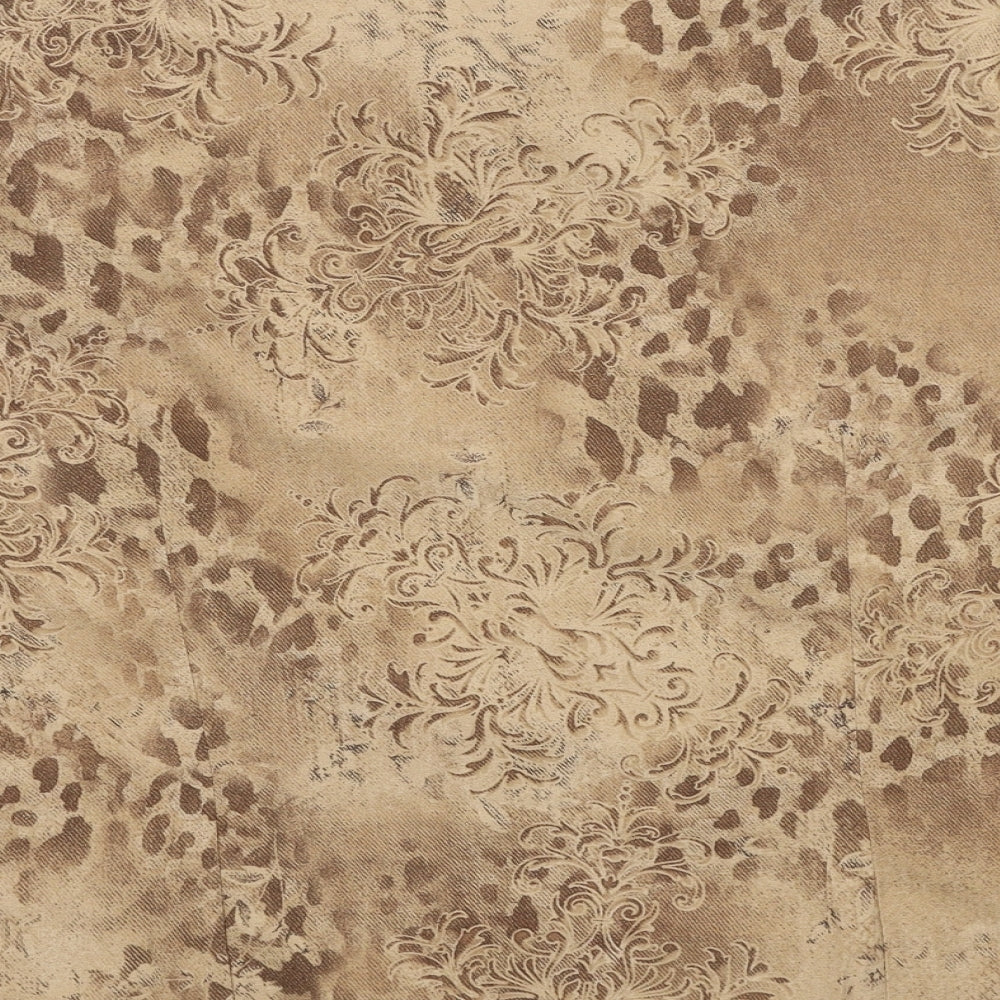 EWM Womens Beige Geometric Polyester Basic Button-Up Size 20 Collared