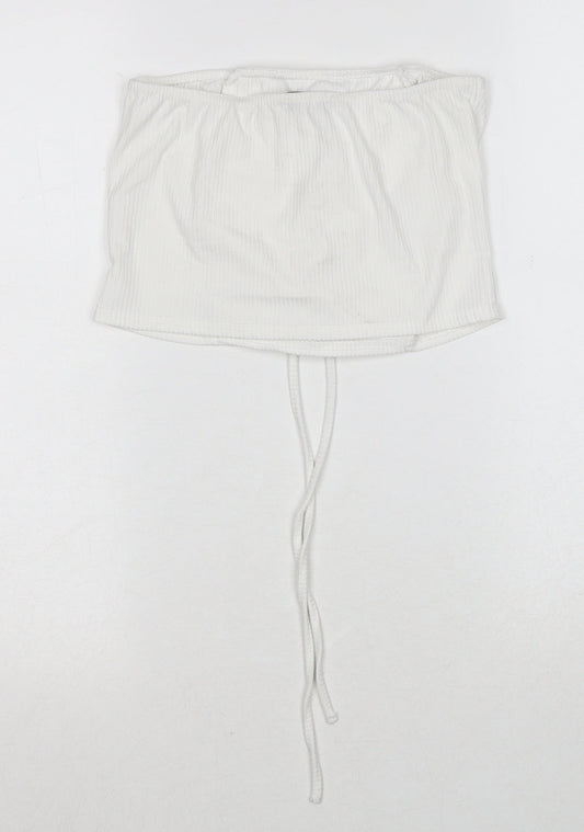Womens UK Size 10 PRETTYLITTLETHING White Cropped Tank