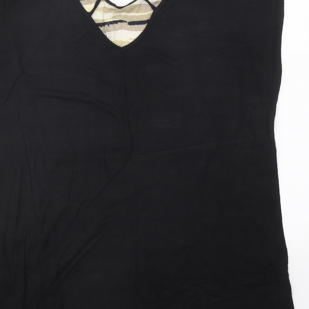 fransa Womens Black Geometric Polyester Basic Blouse Size M Round Neck