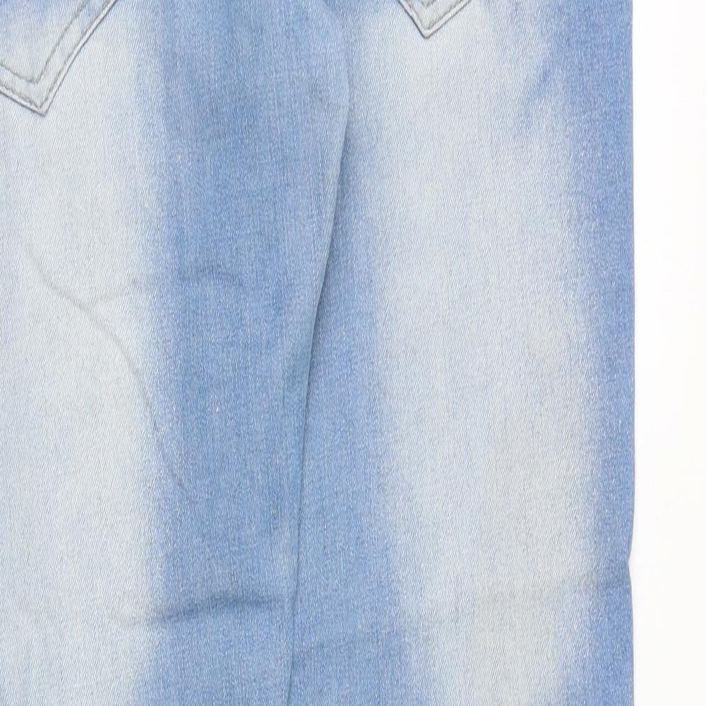 Qizhen Womens Blue Cotton Straight Jeans Size 32 in Regular Button