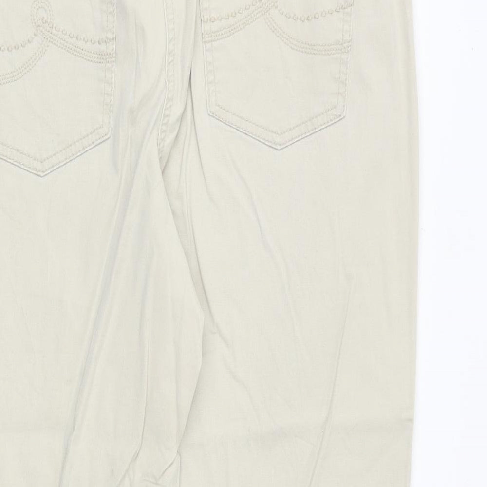 Womens UK Size 34 in Cecil Regular Fit Cropped Beige Trousers