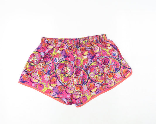 ellesse Womens Pink Geometric Polyester Sweat Shorts Size 12 Regular Pull On