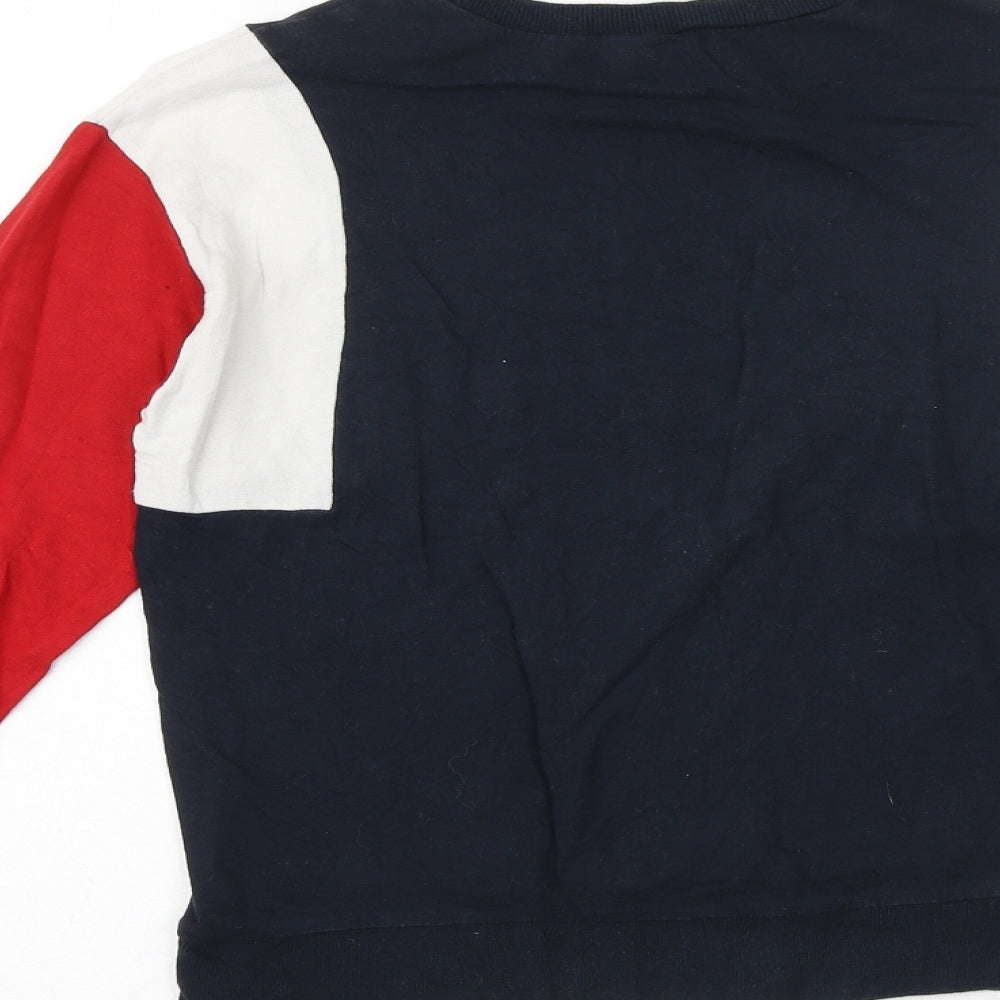 H&M Womens Blue Colourblock 100% Cotton Pullover Sweatshirt Size XS Pullover